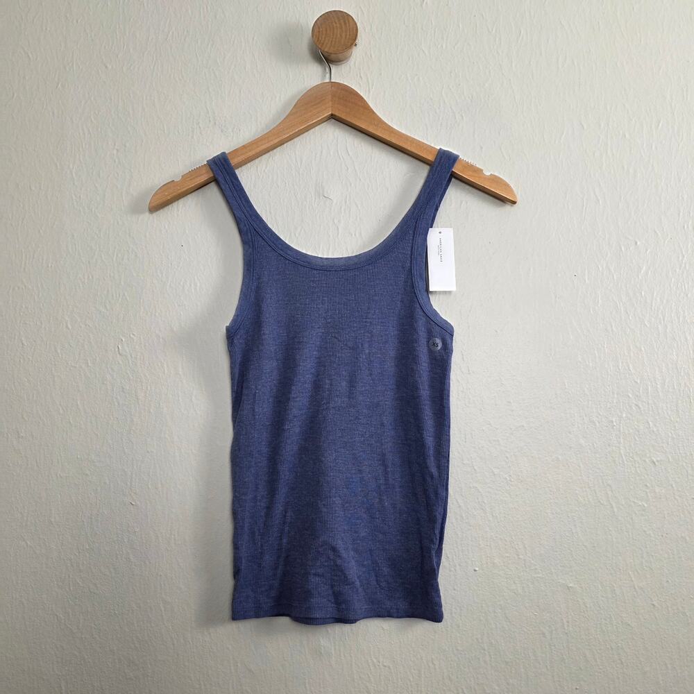 American Eagle Heathered Navy Ribbed Scoop Neck Tank Top Cami Size XS NWT AEO